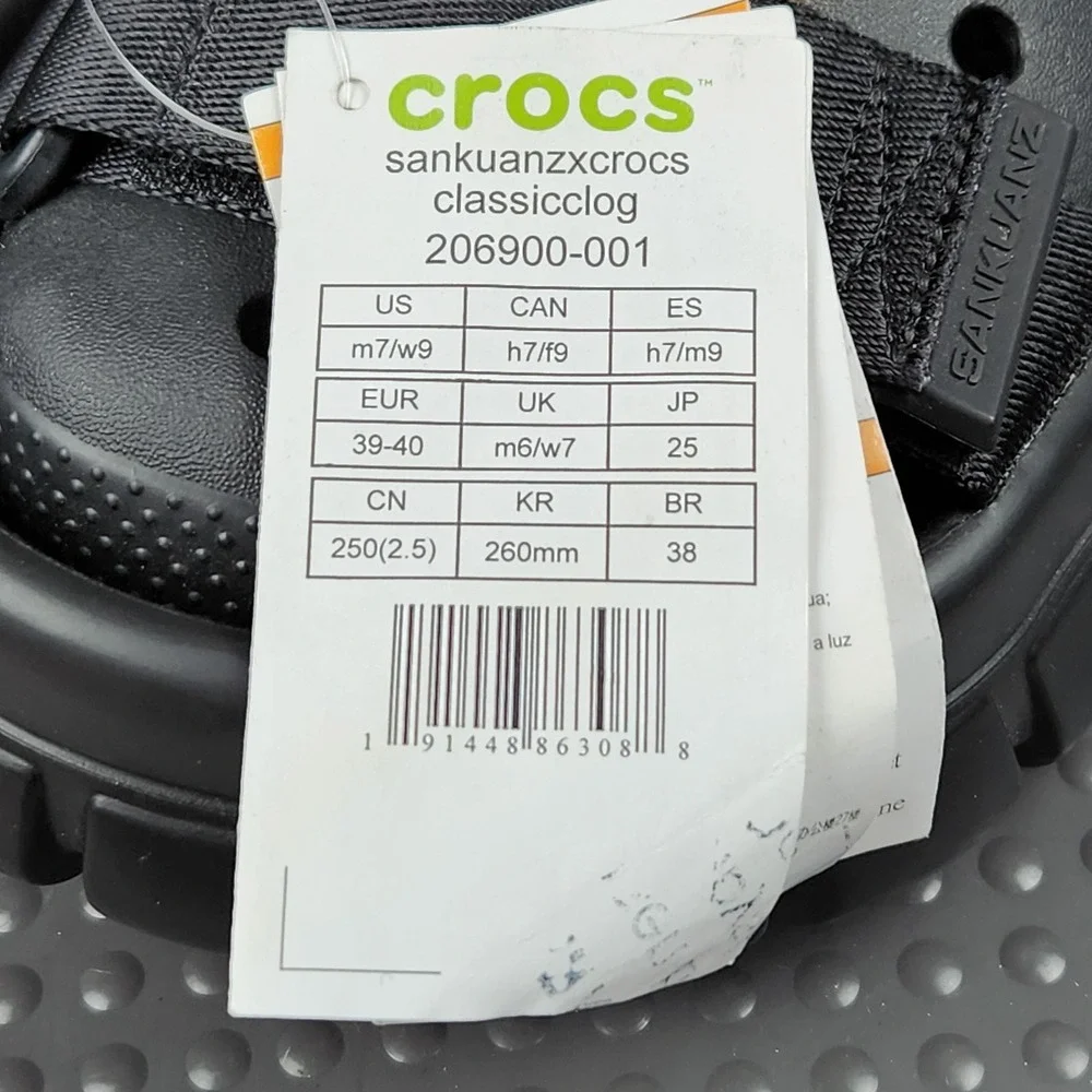 Sankuanz x Crocs Classic Clog Black Mens Size 7 Womens Size 9 206900-001 NEW